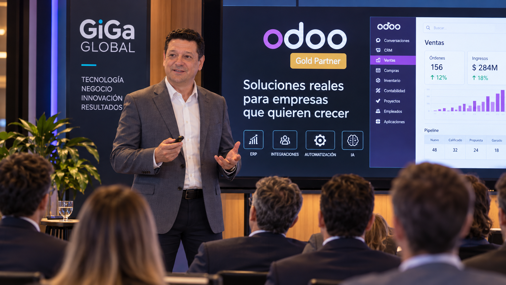 Equipo GiGa Global en una presentación corporativa