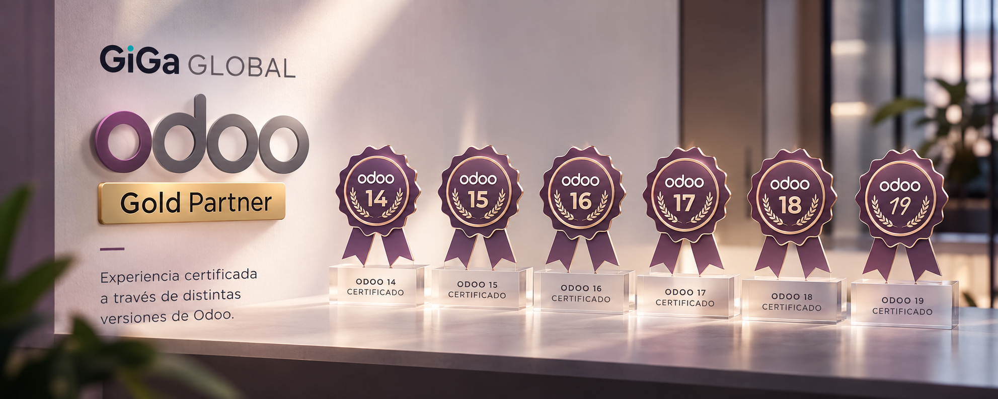 GiGa Global Odoo Gold Partner y certificaciones Odoo 14 a 19